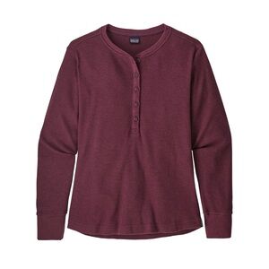 Patagonia Waffle Henley Burgundy Long Sleeve Top